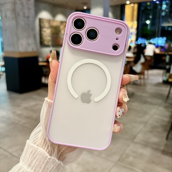 for iPhone 17 Pro Magnetic Case, Built in Strong Magnets Compatible with MagSafe, Clear Hard PC Back Cover Soft TPU Frame Shockproof Slim Bumper Case for iPhone 17 Pro - Purple