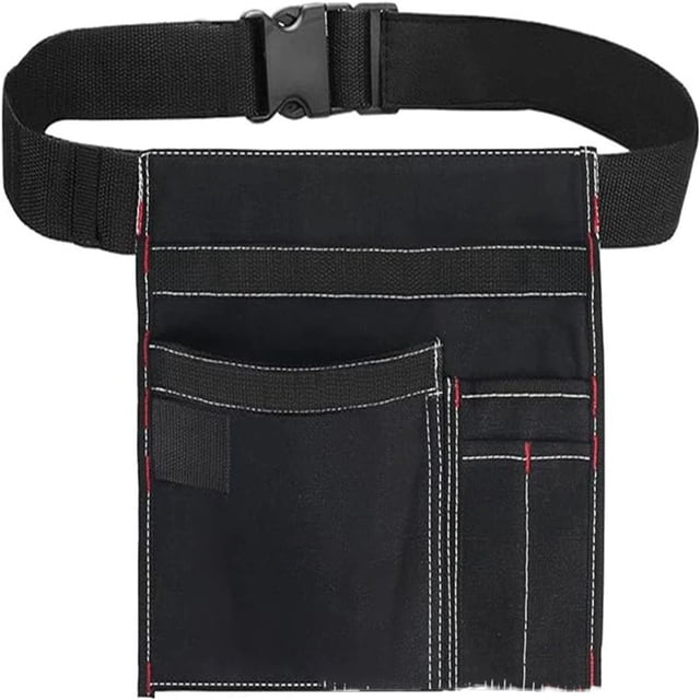 6-Pocket Single Side Tool Belt Pouch/Work Apron, Durable Canvas Construction, Adjustable Belt for Fit