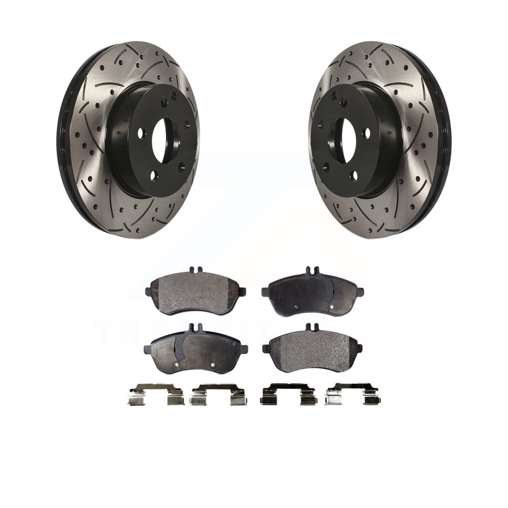 Front Disc Rotors & Semi-Metallic Brake Pad Kit For Mercedes-Benz C250 C300 