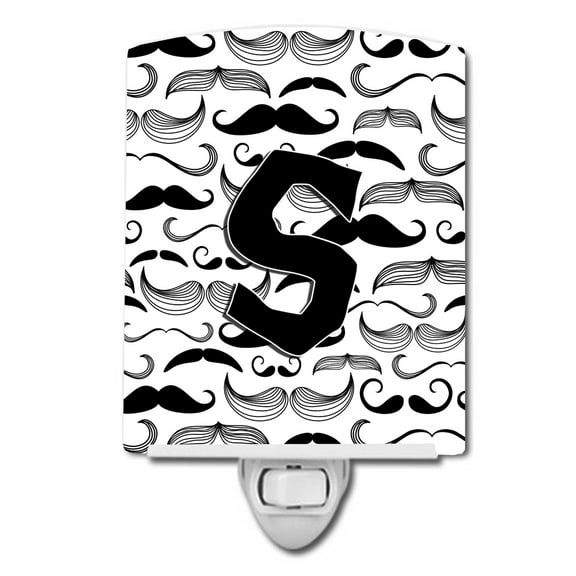 Letter S Moustache Initial Ceramic Night Light