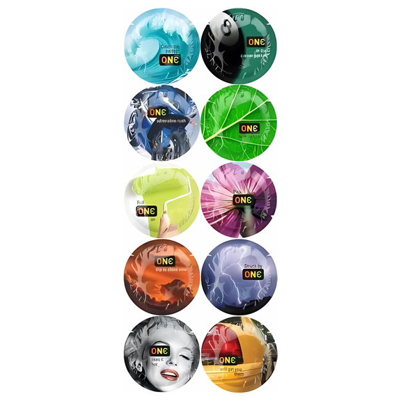 ONE Color Sensations Variety Pack - Fun and Excitement with Red, Orange, Yellow, Green, Emerald, Blue, Aqua, and Purple Lubricated Condoms (Case of 50)