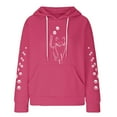 thumbnail image 7 of Sweatshirts for Women Trendy Camo Fall Loose Fit Hooded Long-sleeved Kimono Off the Shoulder Hoody Footprint Print Leisure Cotton Sweatshirt Hoodie(Hot Pink,S), 7 of 7