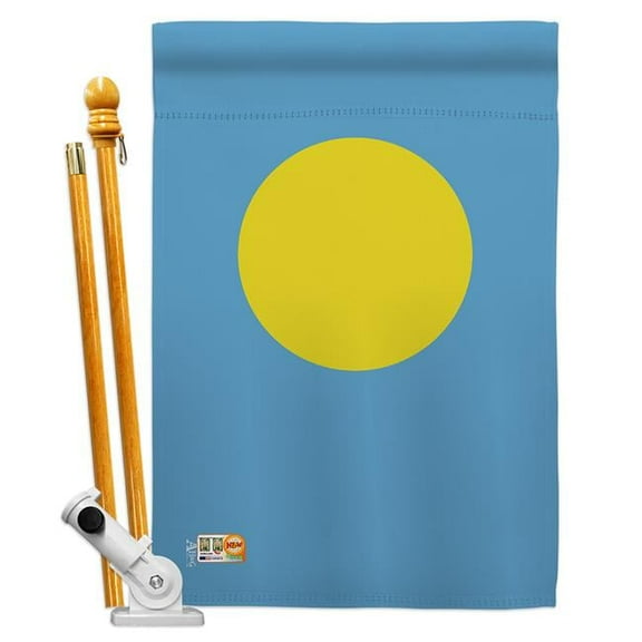 Americana Home & Garden AA-CY-HS-140180-IP-BO-D-US18-AG 28 x 40 in. Palau Flags of the World Nationality Impressions Decorative Vertical Double Sided House Flag Set & Pole Bracket Hardware Flag Set