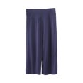 thumbnail image 3 of WIZUTIZ Wide Leg Linen Pants for Women Capris Soft Trendy Loose Wide Leg Palazzo Pants Spandex Elastic Mid Rise 3/4 Length Pants Solid Flowy Smocked Summer Pants for Teen Girls Swim Work Blue, 3 of 6