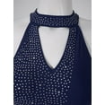 thumbnail image 5 of CHICTRY Womens Halter Backless Figure Skating Dress Sparkling Rhinestone Gymnastics Skirted Leotard Navy_Blue M, 5 of 7