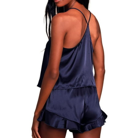 

KOGYAS Pajamas Womens Sexy Lingerie Satin Sleepwear Silk Cami Shorts Set Soft Sleep Pjs 2 Piece Nightwear Gift