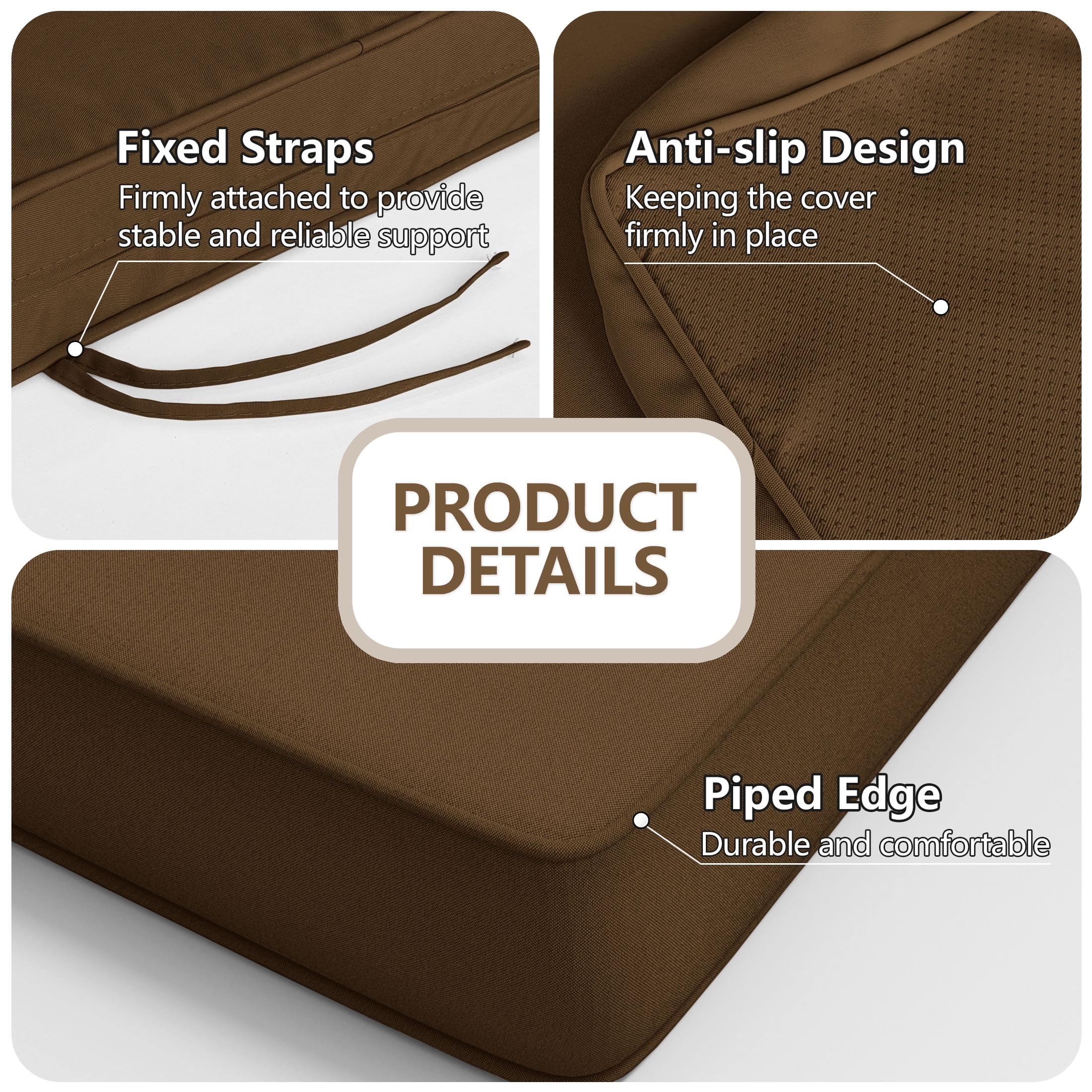 Snubbull 3 Pack Loveseat Cushion Set, 36" x 18" x 3" Waterproof Outdoor Chair Replacement Cushions for 4-Seater Wicker Rattan Patio Furniture, Chocolate
