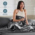 thumbnail image 4 of Bare Home Luxury Poly Satin Sheet Set for Hair and Skin, 15” Deep Pockets, Queen, Gray, 4 of 10