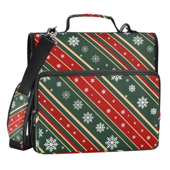 ALAZA Zipper Binder Christmas Snowflake Pattern 3 Ring Trapper Keeper File Folder Organizer Bag