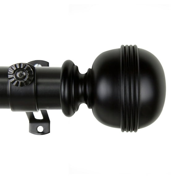 55.5" Black Contemporary Curtain Rod with Mounting Brackets