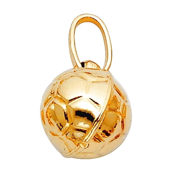 14k Yellow Gold Hollow Scoccer Ball Pendant Necklace 10x11mm Pendant for Women - 1.1 Grams