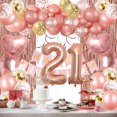 thumbnail image 1 of cortina con flecos de oro rosa, globos de confeti de papel de aluminio con forma de corazón, remolinos colgantes para mujeres y niñas, suministros para fiesta de cumpleaños de oro rosa 21 ShuxiuWang 1327537082897, 1 of 5