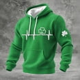 thumbnail image 1 of Ceisia Men's St. Patrick's Day EKG Four-Leaf Clover Hoodie | Waffle Knit Slim Long-Sleeve Casual Sweatshirt Gift, 1 of 3