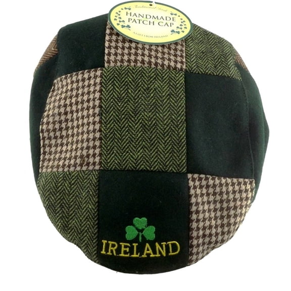 JC Walsh & Sons Ireland Green Patch Cap Gold Ireland– One Size Flat Cap Classic Mens Hats St Patrick's Day Accessories for Men
