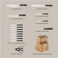 thumbnail image 5 of Martha Stewart 16 Piece Lockton High Carbon Stainless Steel Cutlery Kitchen Knife Block Set W/ABS Tripe Riveted Forged Handle Acacia Wood Block - Black W/Gold, 5 of 13