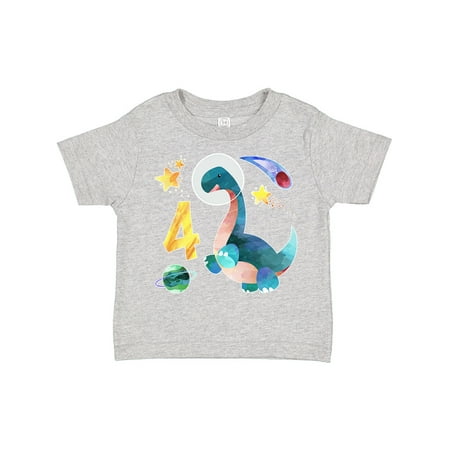 

Inktastic Fourth Birthday Dinosaur Astronaut with Stars and Planet Gift Toddler Boy or Toddler Girl T-Shirt