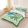 thumbnail image 3 of Metsweet Cartoon Dinosaur Stegosaurus Duvet Cover Queen, Volcano Desert Cactus Queen Bedding, Blue Green,3-Piece,1 Duvet Cover and 2 Pillowcases, 3 of 6