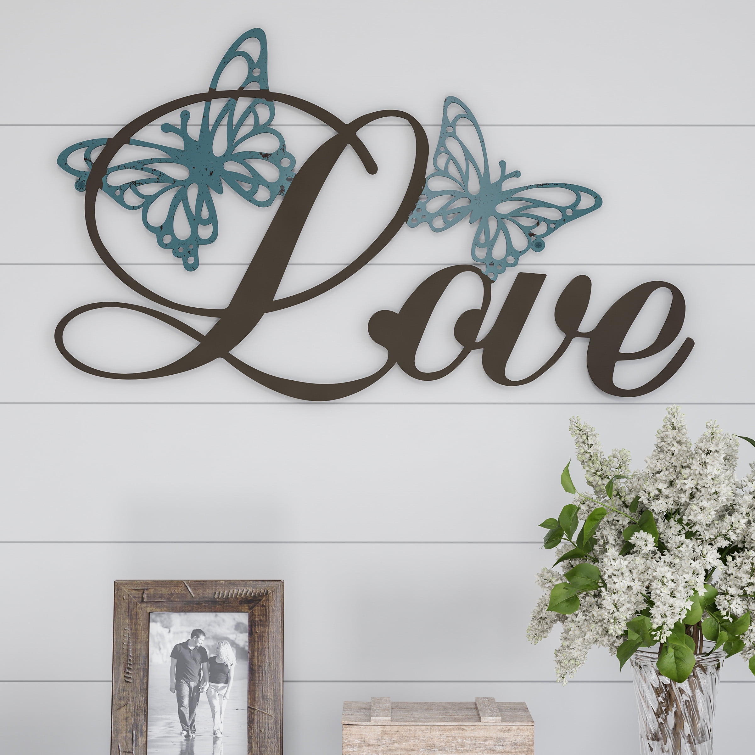 Live Laugh Love Home Decor Vintage Tree Teal Metal Light Switch Plate Cover 