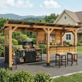 thumbnail image 2 of CHARMELEON 6 x 14 Ft. Cedar Grill Gazebo with Storage Cabinet, Bar Counter, Beer Opener & TV Mount, Galvanized Steel Roof, Outdoor BBQ Shelter, 2 of 10