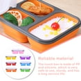 thumbnail image 4 of CNKOO Silicone Lunch Box 3 Compartments Foldable Home Work School Food Breakfast Container Washable Lunchbox with Spoon for Adults Pink, 4 of 8