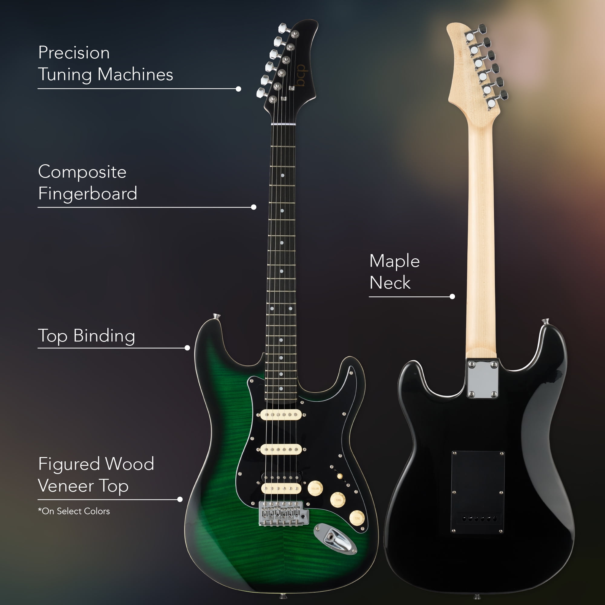 Best Choice Products Beginner HSS Electric Guitar Kit w/ Headphone Amp, Gig-Bag, Headphones - Green Flametop/Black