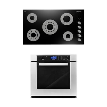 Cosmo 2 Piece Kitchen Appliance Packages with 36" Electric Cooktop & 30" Single Electric Wall Oven Kitchen Appliance Bundles