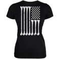 thumbnail image 1 of Halloween Squelette Os American Flag Noir Juniors T-Shirt Doux, 1 of 1