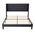 thumbnail image 3 of Dark Grey Queen Size Bed Frame with Upholstered Headboard, Strong Frame, Wooden Slats, No Box Spring Needed, Easy Assembly, 3 of 5