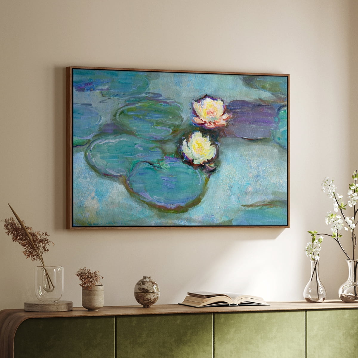 Vintage Landscape-CLVIII By Wexford Home Framed in Walnut Wood Gallery Wrapped Canvas 25 in. x 37 in.
