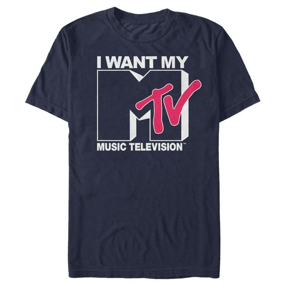 Men's MTV I Want My Music Television Graphic Tee Navy Blue 2X Large