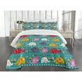 thumbnail image 3 of Ambesonne Animal Cartoon Quilted Bedspread Set 3 Pcs, Joyful Nature, King Size, Multicolor, 3 of 5