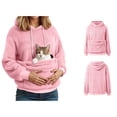 thumbnail image 3 of Womens Dog Pouch Hoodie Oversized Dog Carrier Sweatshirt Casual Long Sleeve Oversized Pocket Dog Hoodies for Women Winter Clothes, 3 of 5