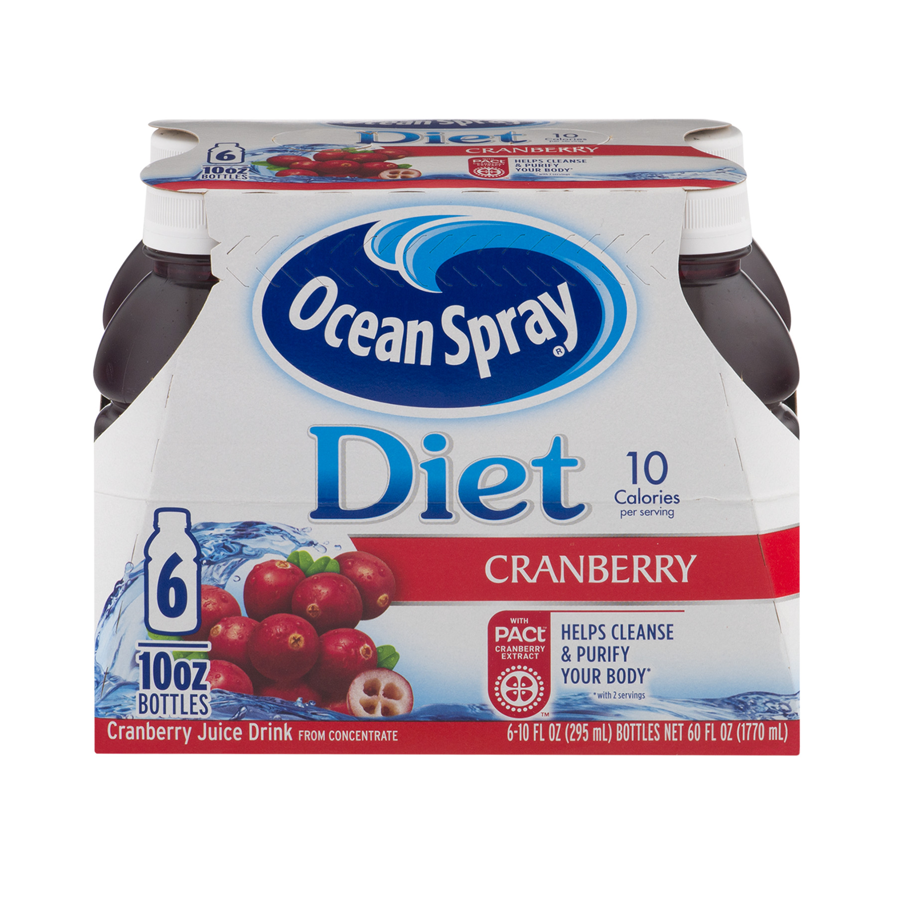 (4 pack) (4 Pack) Ocean Spray Diet Juice, Cranberry, 10 Fl Oz, 6 Count
