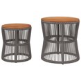 thumbnail image 2 of vidaXL Garden Side Tables 2 pcs with Wooden Top Grey Poly Rattan, 2 of 5