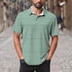 thumbnail image 1 of Blusa y camisa de manga corta con cuello vuelto para hombre, blusa de manga larga con solapa y botones estampados, blusa de poliéster para hombre, 1 of 5