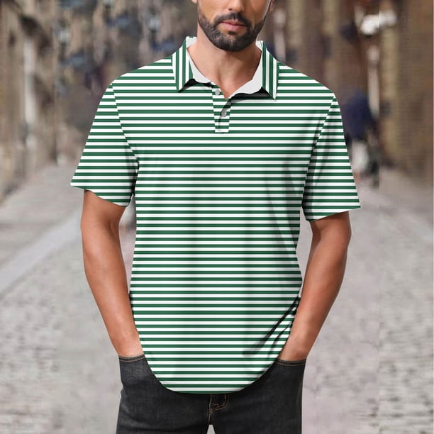 Blusa y camisa de manga corta con cuello vuelto para hombre, blusa de manga larga con solapa y botones estampados, blusa de poliéster para hombre