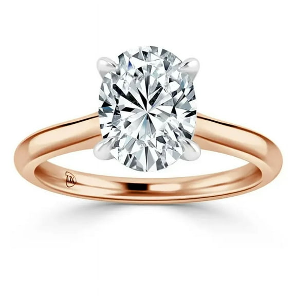 OM-RE Oval Gold Diamond Engagement Ring, 2 ct, 14k Gold