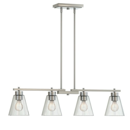 Better Homes & Gardens 4-Light Modern Brushed Nickel Linear Chandelier with Clear Glass