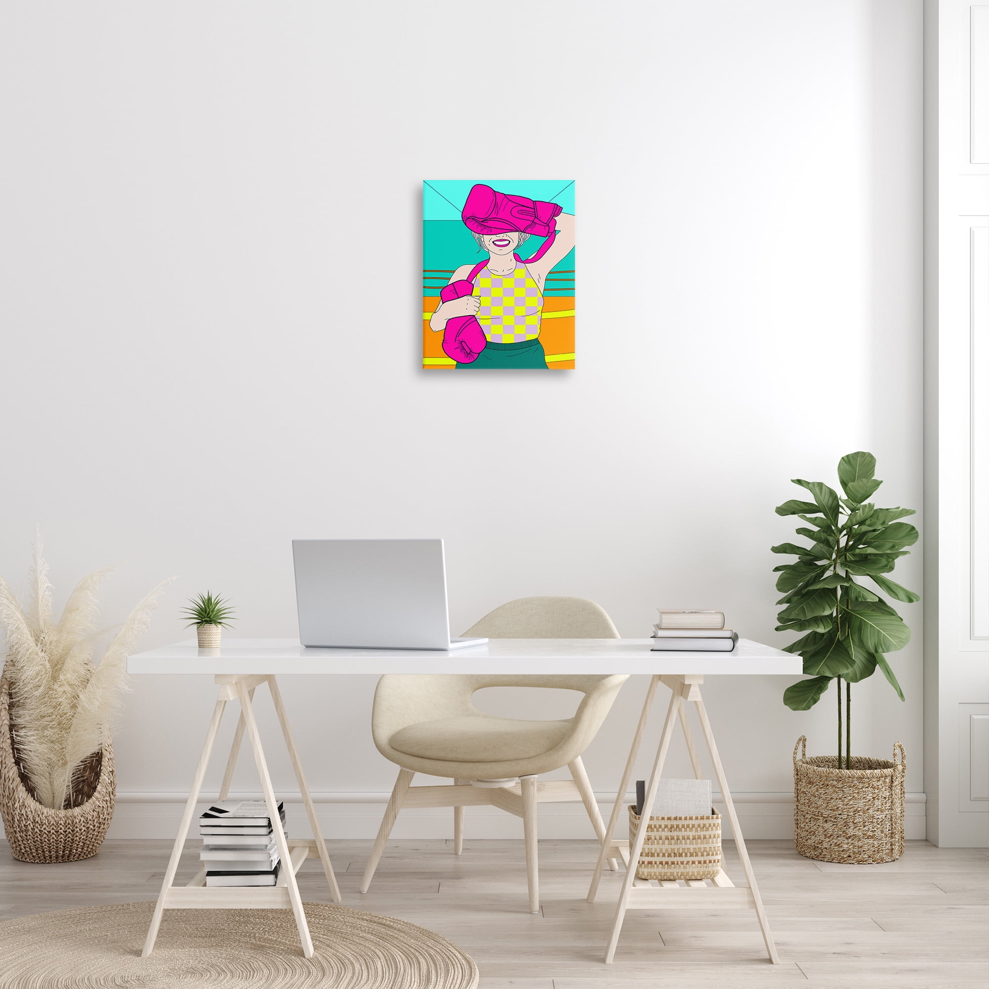 Stupell Industries Bold Kickboxing Woman Sports Painting Gallery Wrapped Canvas Art Print Wall Art, 16 x 20
