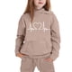 thumbnail image 5 of Conjunto de sudadera con capucha de manga larga para niños con estampado en forma de corazón y pantalones deportivos con lazo en las piernas, conjunto deportivo informal de dos piezas para niños, poli, 5 of 5