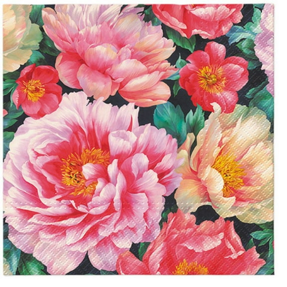 Keep Unique Floral Decoupage Napkins, Flower Peonies Paper Napkins, Assorted Color, 20/Pack