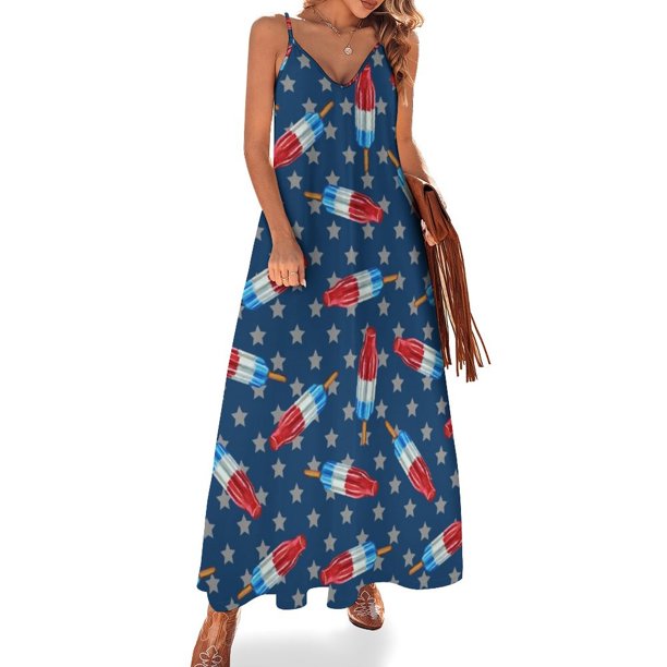 Vestido sin mangas con estampado de estrellas y rayas Rocket Pop de Robert Phelps vestidos de playa