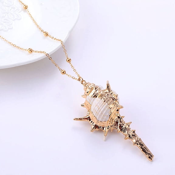 1PCS Natural Conch Seashell Necklace Mermaid Jewelry Beach Nautical Gold Gift NEW