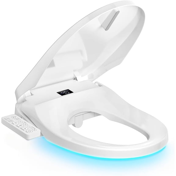 Bidet Toilet Seat Elongated  Electric Heated Toilet Seat for Rear and Feminine Washing  Comfort Heated Seat &; Air Dryer  Silent Close Lid  Self-Clean Nozzle  Nightlight