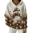 thumbnail image 2 of Women's Fashion Casual Christmas Print Pullover Long-Sleeve Hooded Sweatshirt, Festive Fall Winter Wear with Soft Fabric and Holiday Theme for Cozy Comfort,Brown,L, 2 of 5
