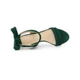 thumbnail image 4 of BLISSFUL STEP Women Open Toe Ankle Bow Tie Mid Heels Sandals Dark Green 6, 4 of 7