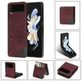 thumbnail image 3 of Dteck Wallet Case for Samsung Galaxy Z Flip 3 5G,Slim Leather Card Slots Cash Pocket Case Shockproof Hard PC Back Cover,Winered, 3 of 7