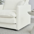 thumbnail image 5 of Williamspace 111.5" Sectional Sofa Couch, Modern Upholstered U-Shaped Sofa with 2 Ottoman & Toss Pillows, Modular 5 Seat Chenille Fabric Sofa Furniture for Living Room Apartment, White, 5 of 6