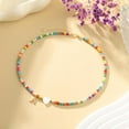 thumbnail image 6 of Handmade Beaded Initial Necklace For Women Lightweight Dainty Chokers Jewelry With Natural Shell And Turquoise Accents, 6 of 6