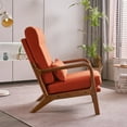 thumbnail image 2 of Mid Century High Back Accent Chair Modern Oak Chair with Pillow Upholstered Lounge Chairs,  Arm Chair with Solid Wood Frame and Cushion, Reading Armchair for Bedroom Sunroom, Living Room, Orange, 2 of 8